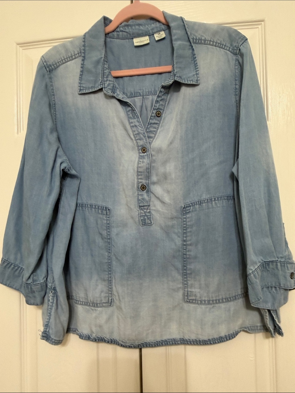Westbound Light Blue Ombré Chambray Tunic Top